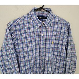 Ralph Lauren Mens Plaid Long‎ Sleeve Button Down Shirt Size Small Pony Logo